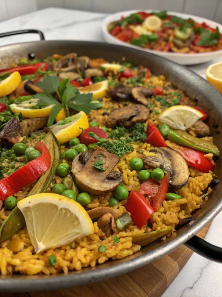 Vegan Mushroom Paella with Saffron